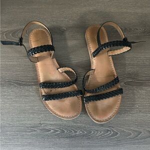 Splendid Truman Sandal Braided Woven Leather Sandal Black 8.5